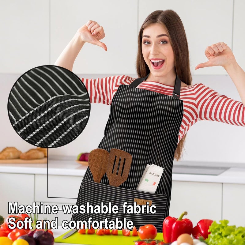 BeLuyi Adjustable Bib Apron with 2 Pockets Chef Cooking Kitchen Restaurant Aprons for Women Men - Image 4